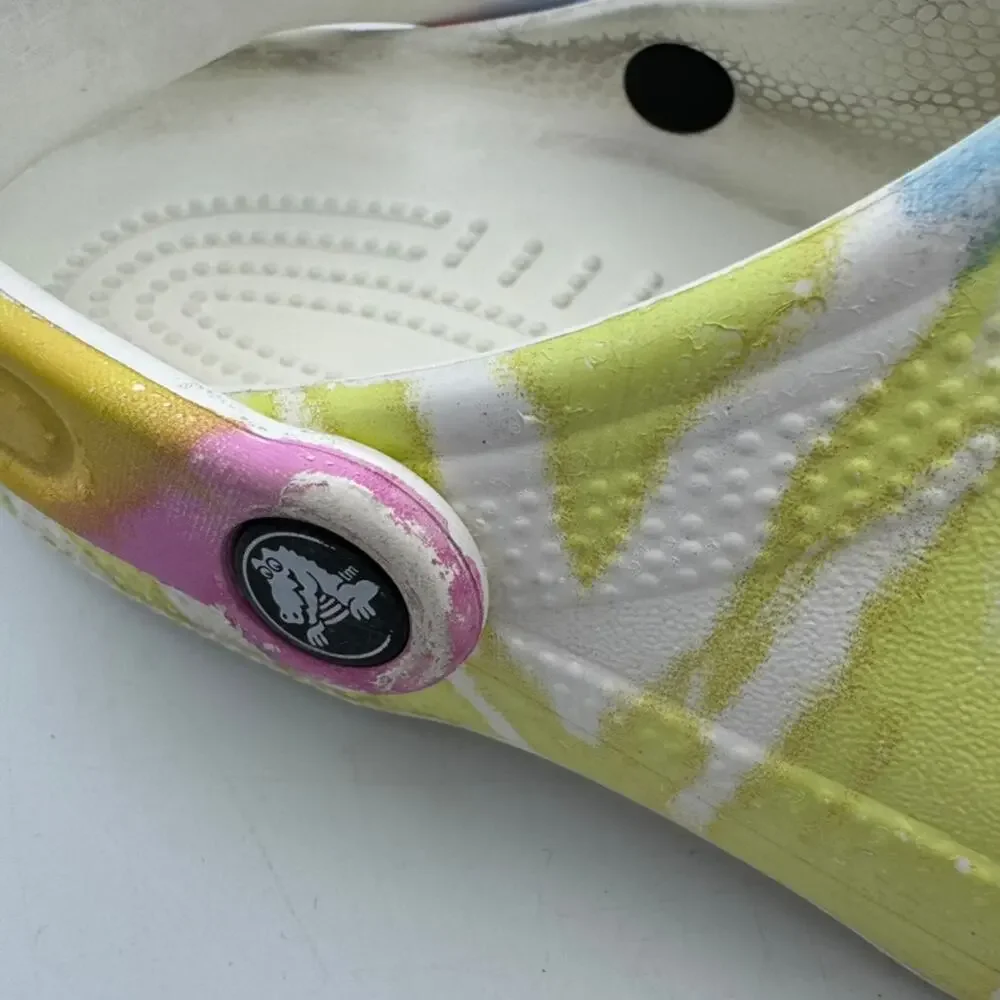 Crocs Classic Tie Dye Clog Women’s 8 Men’s 6 Multicolor Virgo Peace Charms